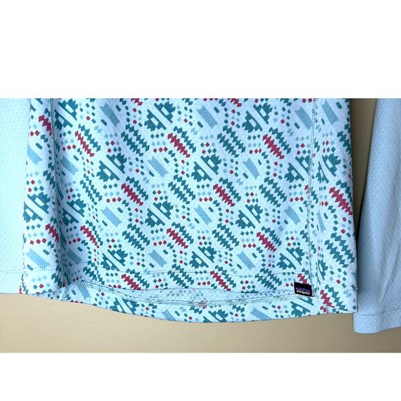 Patagonia Capilene Midweight Crew Base Layer Top Women's Small Blue Aztec - Picture 6 of 12